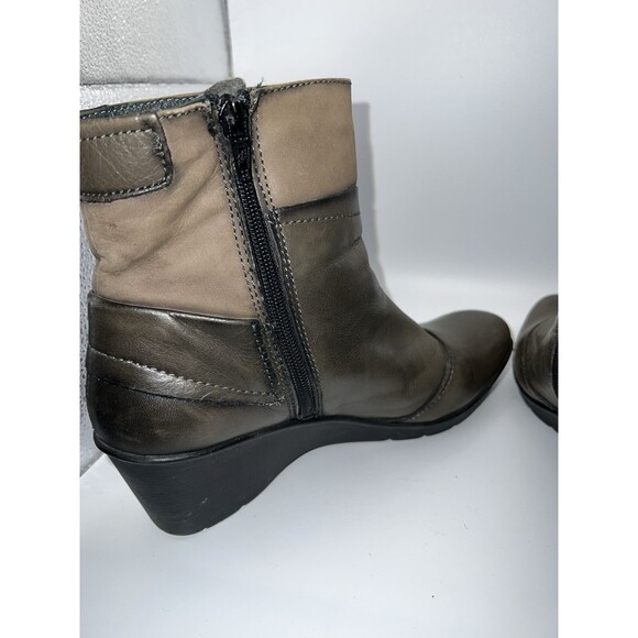 Taos ankle BOOTS Sz 9.5 EU40 Whats Happening Graphite Grey Wedge Zip boho casual - Picture 12 of 14